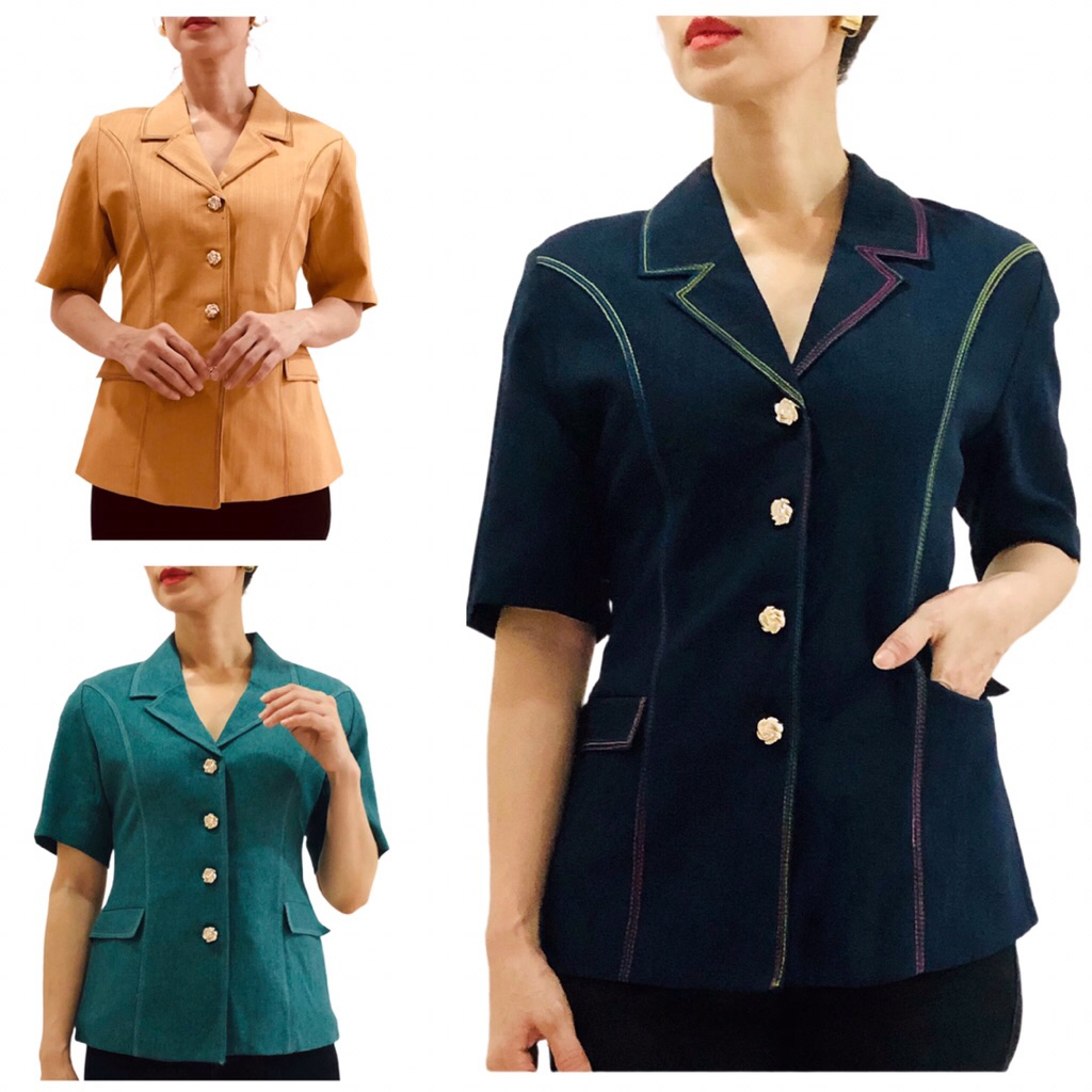 Blazer wanita  kerja . Blazer wanita tangan pendek. Blazer crop wanita lengan pendek dengan furing. 