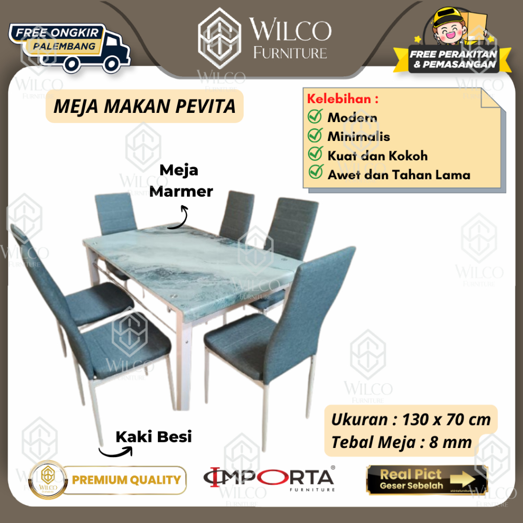 Meja Makan Marmer Pevita by Importa  | Meja Makan Cafe Meja Restoran