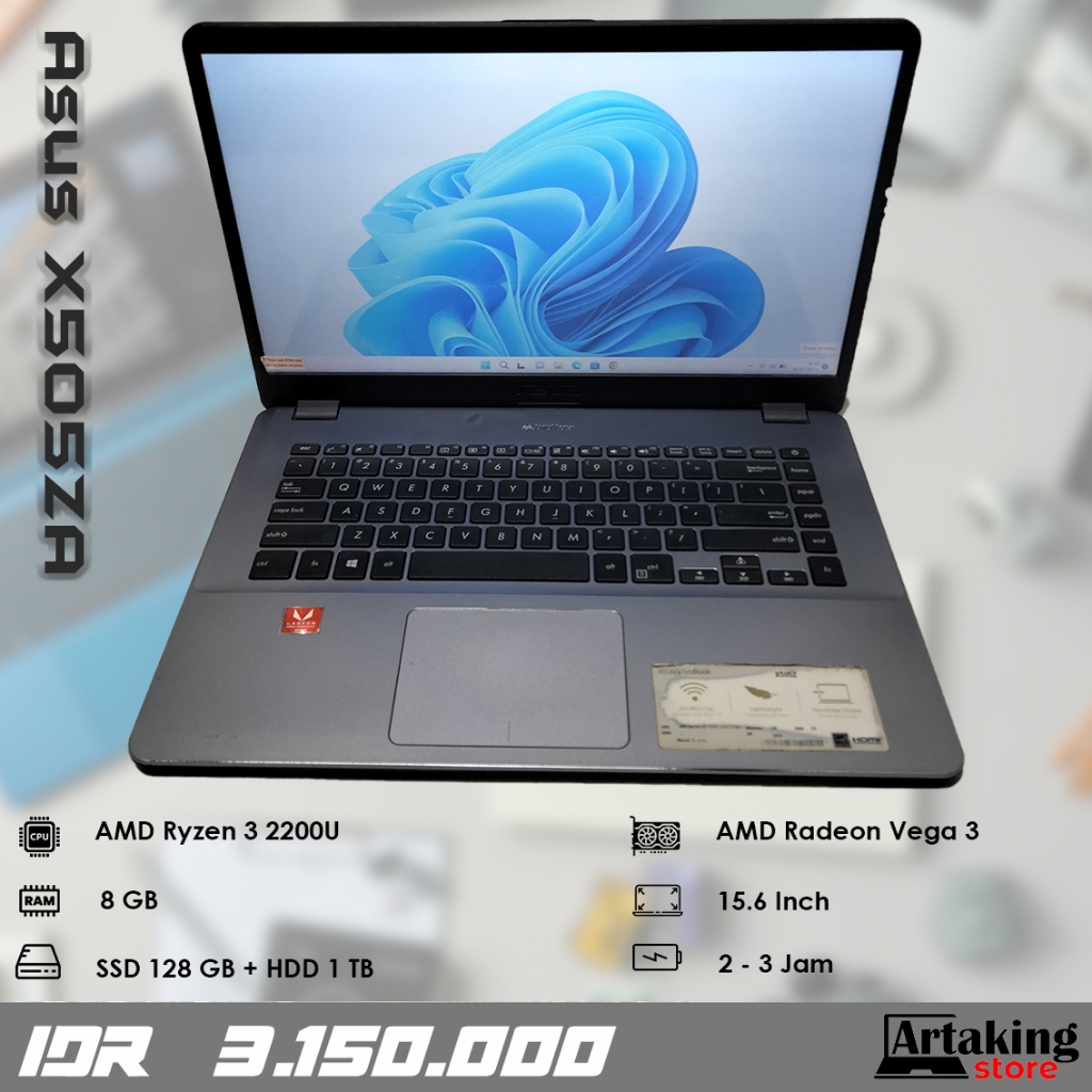 Asus X505ZA - Ryzen 3 - Ram 8 GB - sudah SSD