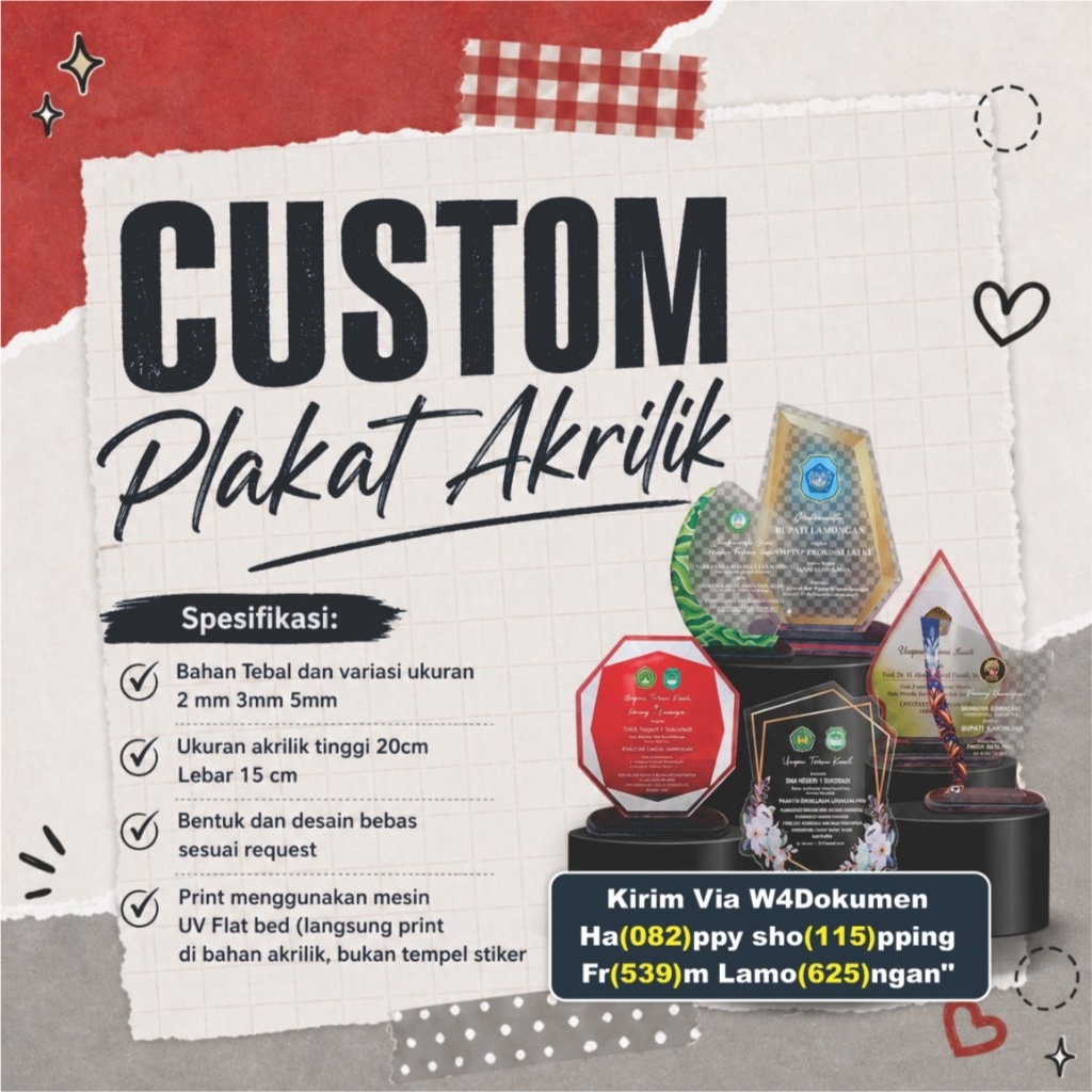 Plakat Akrilik Vandel Akrilik Custom Tebal 2mm 3mm 5mm Banyak Model