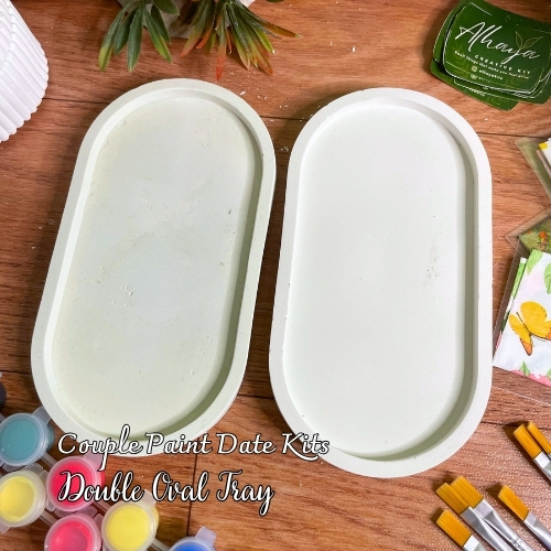 Gypsum Tray Oval Painting Kits Paket Couple OVAL TRAY Decopage & Painting Kits