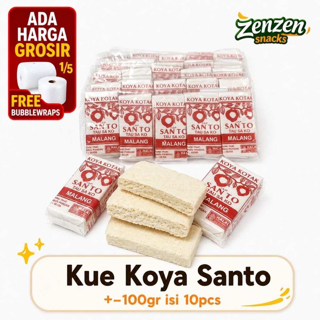 Kue Koya Santo Bentuk Kotak Isi 10pcs +-100gr TAU SA KO (ZZS)