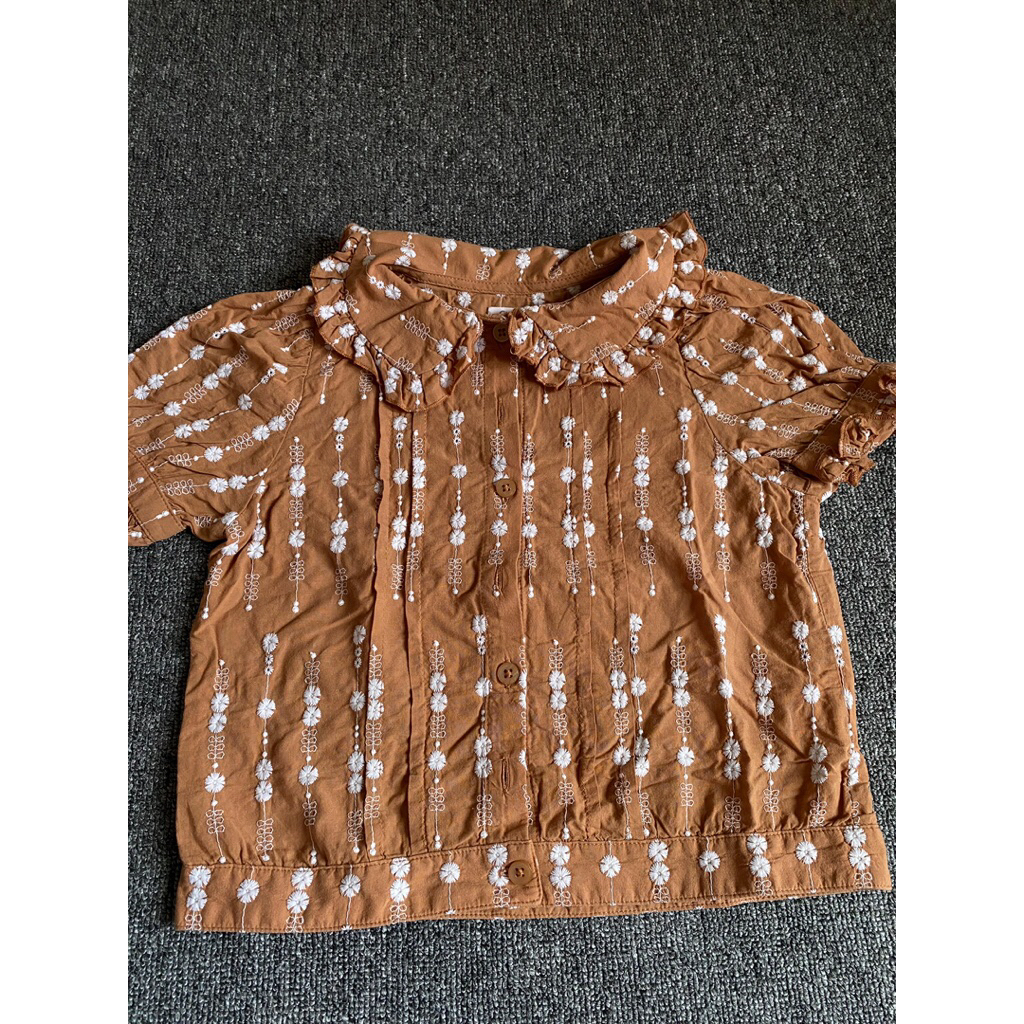 Preloved Gingersnaps Festive Retro Blouse ( Coklat )
