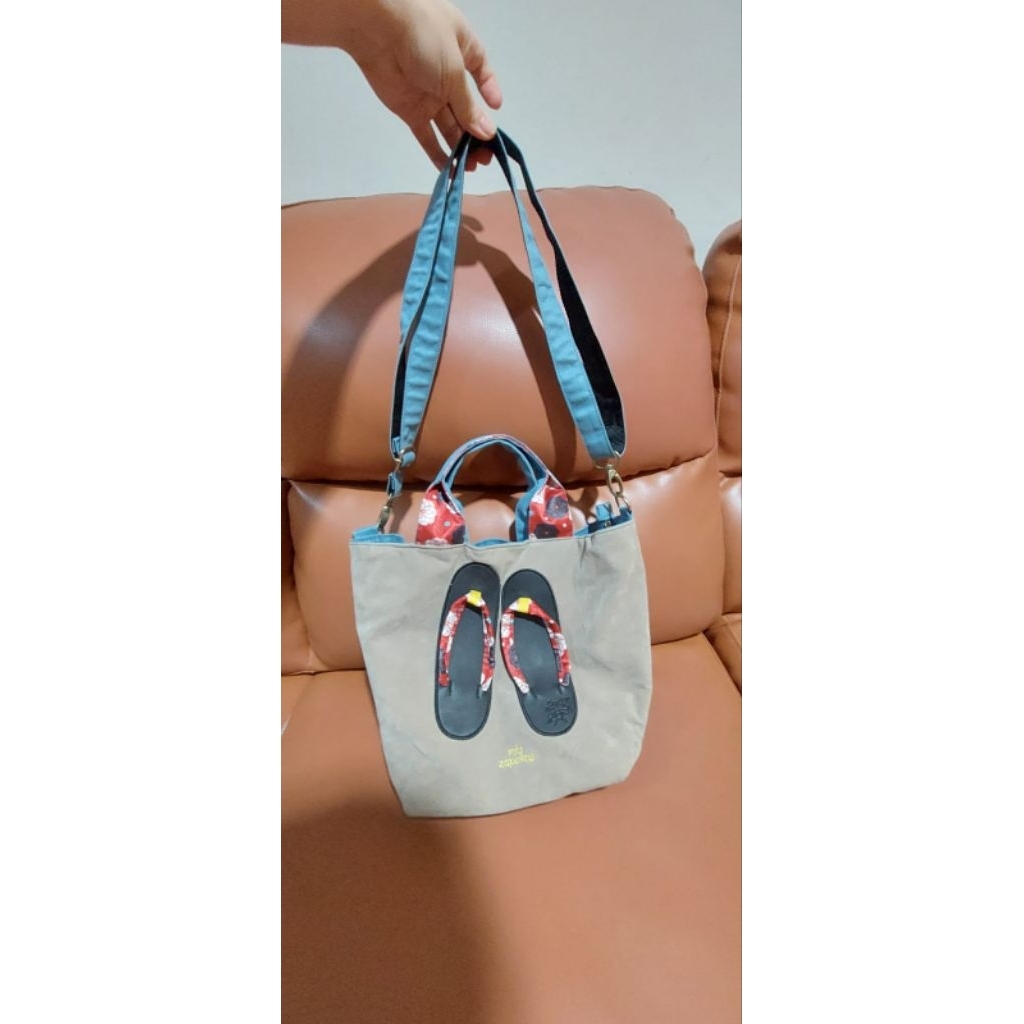 tas motif sandal Jepang tas selempang tas tenteng wanita tas jepang mis zapatos