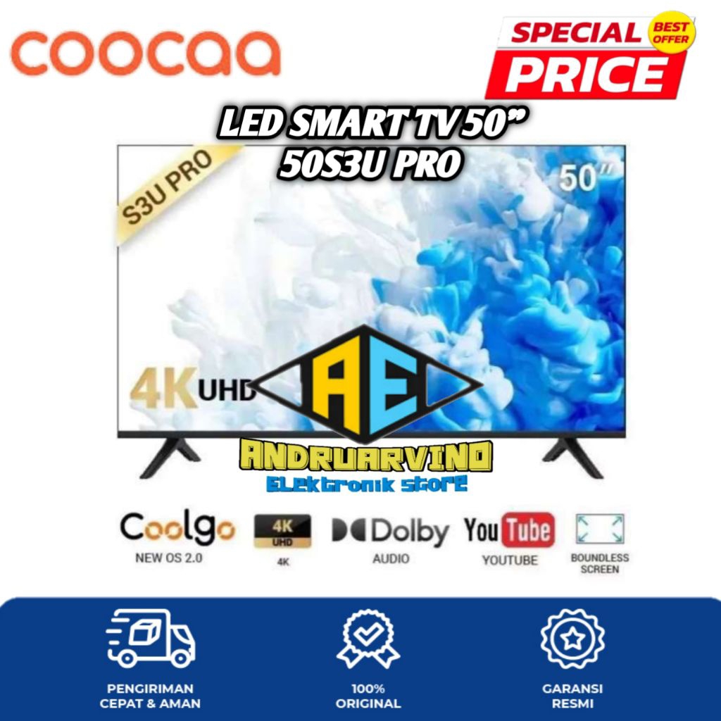 COOCAA TV 50 inch 50S3U Pro - Digital TV - 4K UHD - Smart TV
