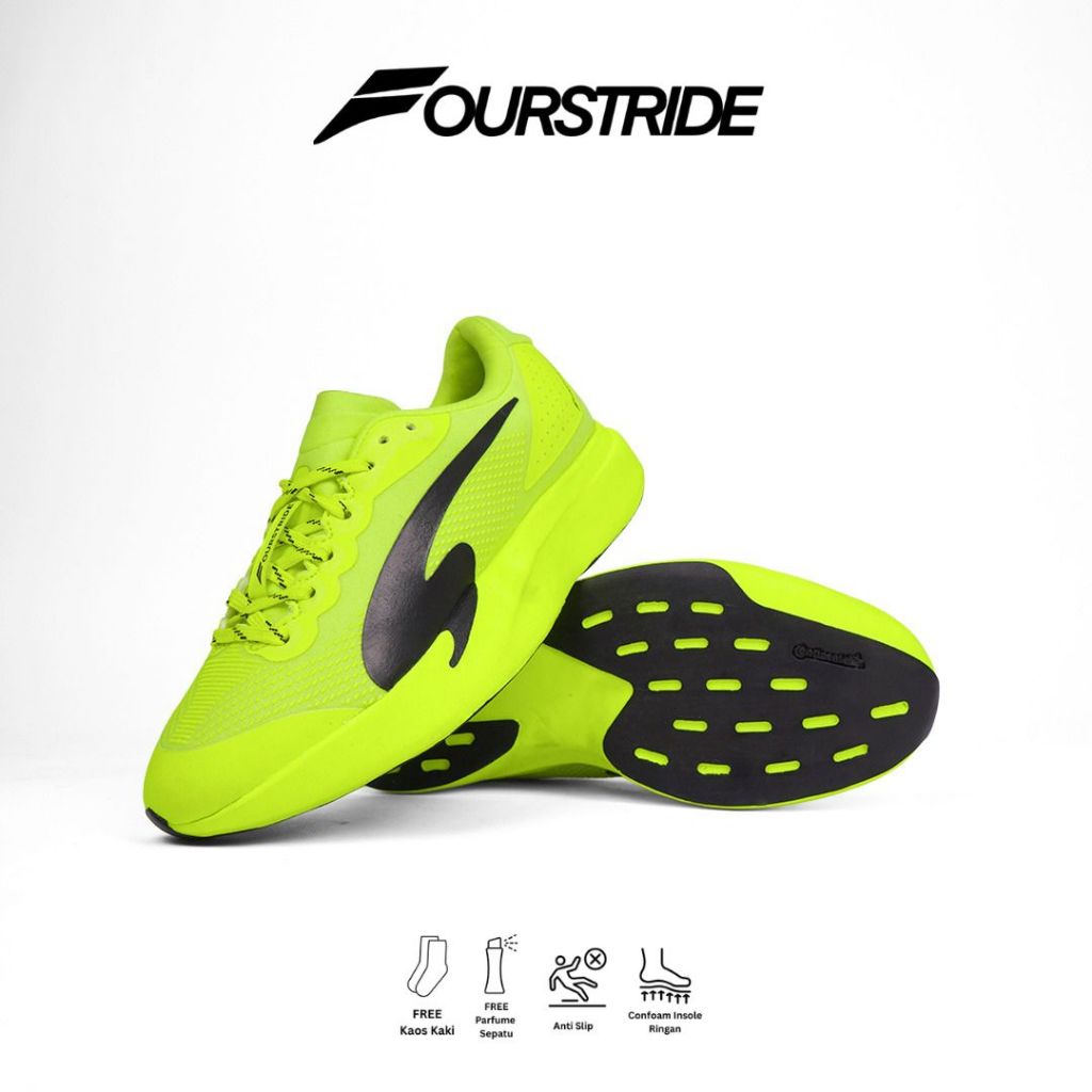 Fourstride - Ignite Sepatu Lari Hijau Stabilo Green Pria Wanita Sports Shoes Running Shoes