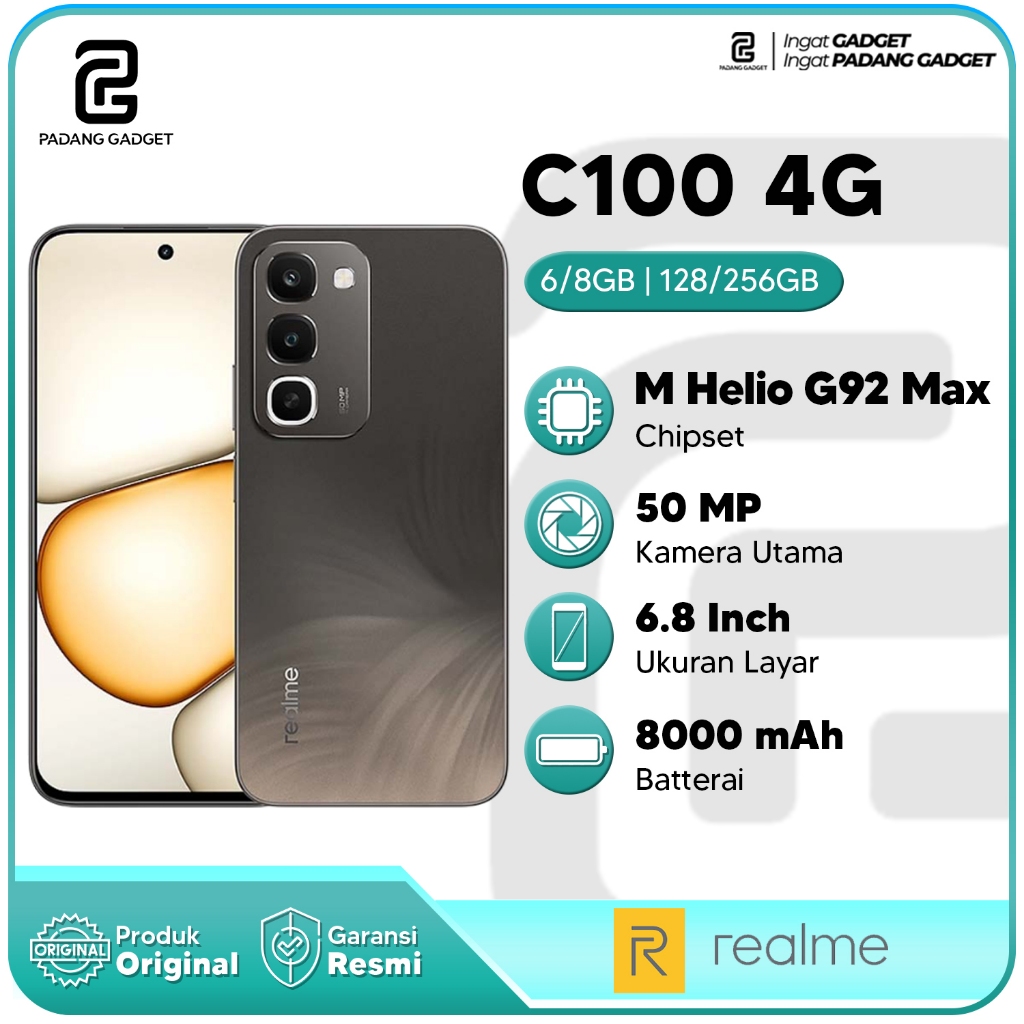Realme C100 6/128GB 8/256GB NFC HP Android Smartphone Baru Garansi Resmi
