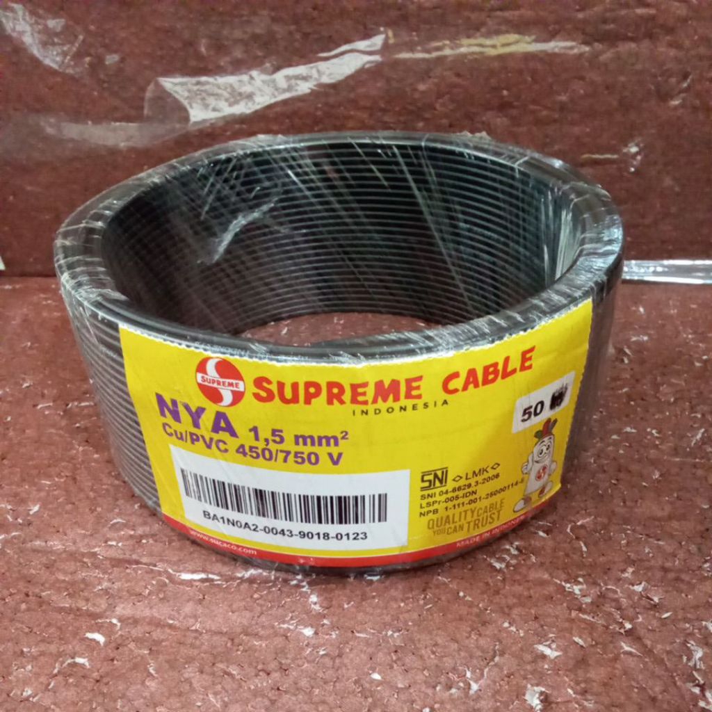 Kabel Supreme NYA1.5 50 Meter Hitam
