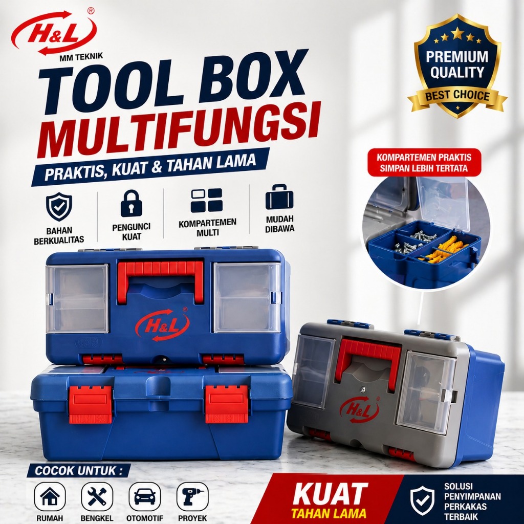 ISKU Hnl Tool Box Besar 16 inch BahanTahan lama Toolbox Kotak Peralatan tool box 16 inch kotak perka