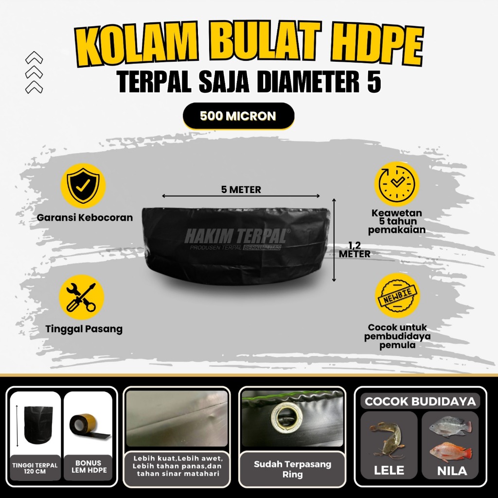 kolam bulat D5 terpal saja hdpe 500 mikron