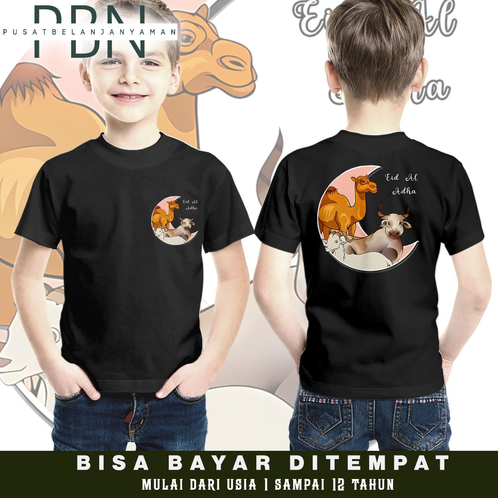 Kaos Anak Pria Wanita Motif Qurban Unta Sapi Bahan Adem Combed 24s Bisa Cod