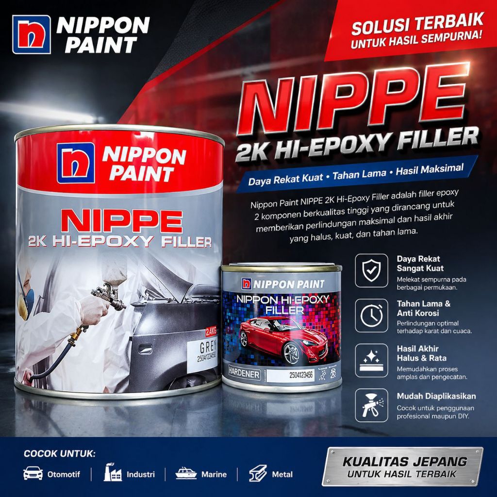 NIPPE 2000 Hi-Epoxy Filler Nippon Paint Primer Epoxy Mobil Cat Dasar Body Repair Hardener Original