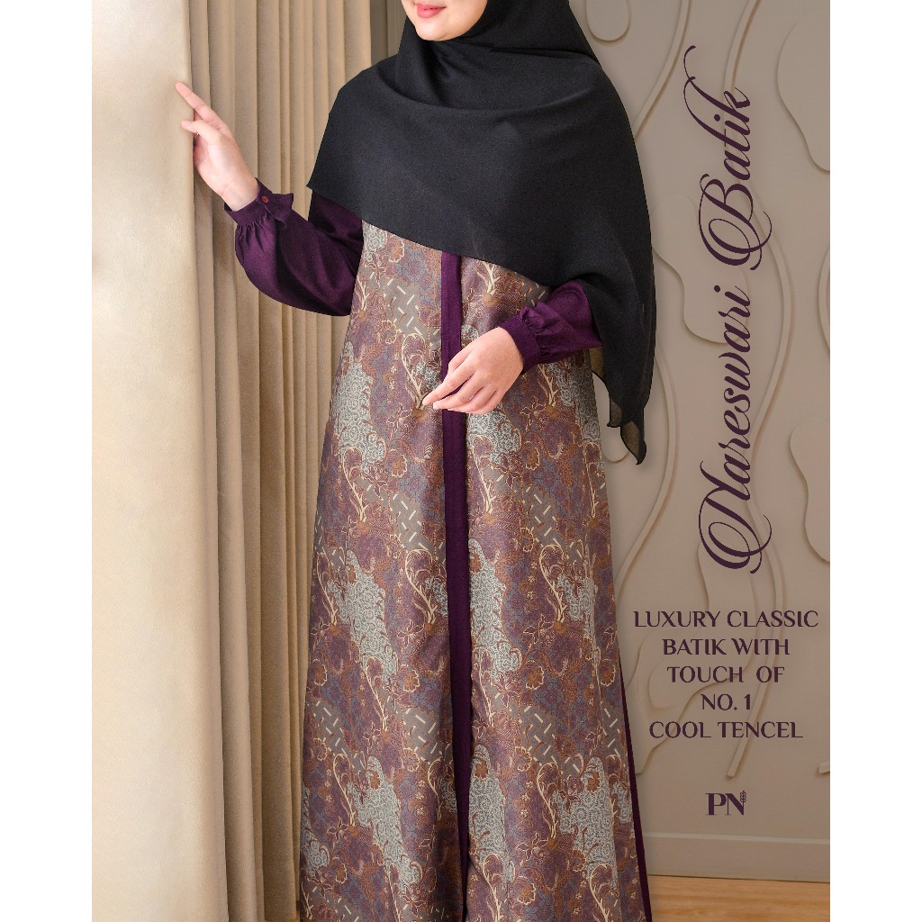 Pattern Nona Dress Nareswari Batik Gamis Wanita Tencel Viscose Katun Lembut
