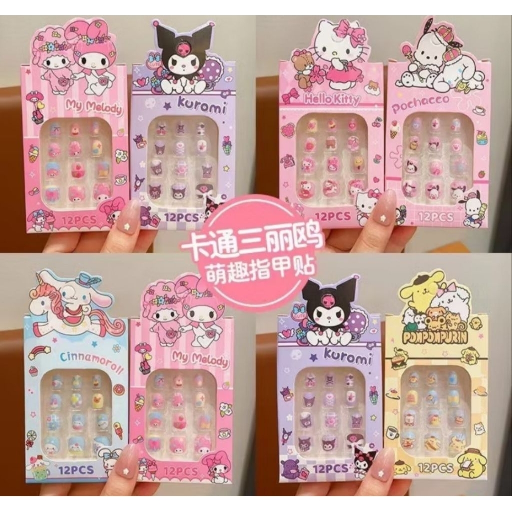 Set Kuku Palsu Anak Cewek Motif Fake Nail Art Set Kuku 3D Karakter