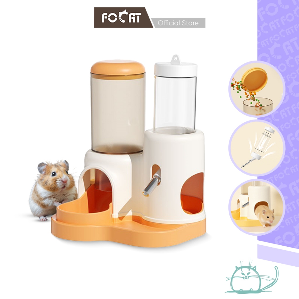 FOCAT Tempat Makan Minum Hamster 2in1 F40A Pet Feeder Hamster Otomatis / Tempat Makan Minum Hamster Anti Tumpah