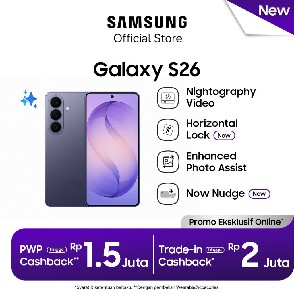 Samsung Galaxy S26 12/512GB - Cobal Violet | Hp AI | Photo Assist | 4300 mAh