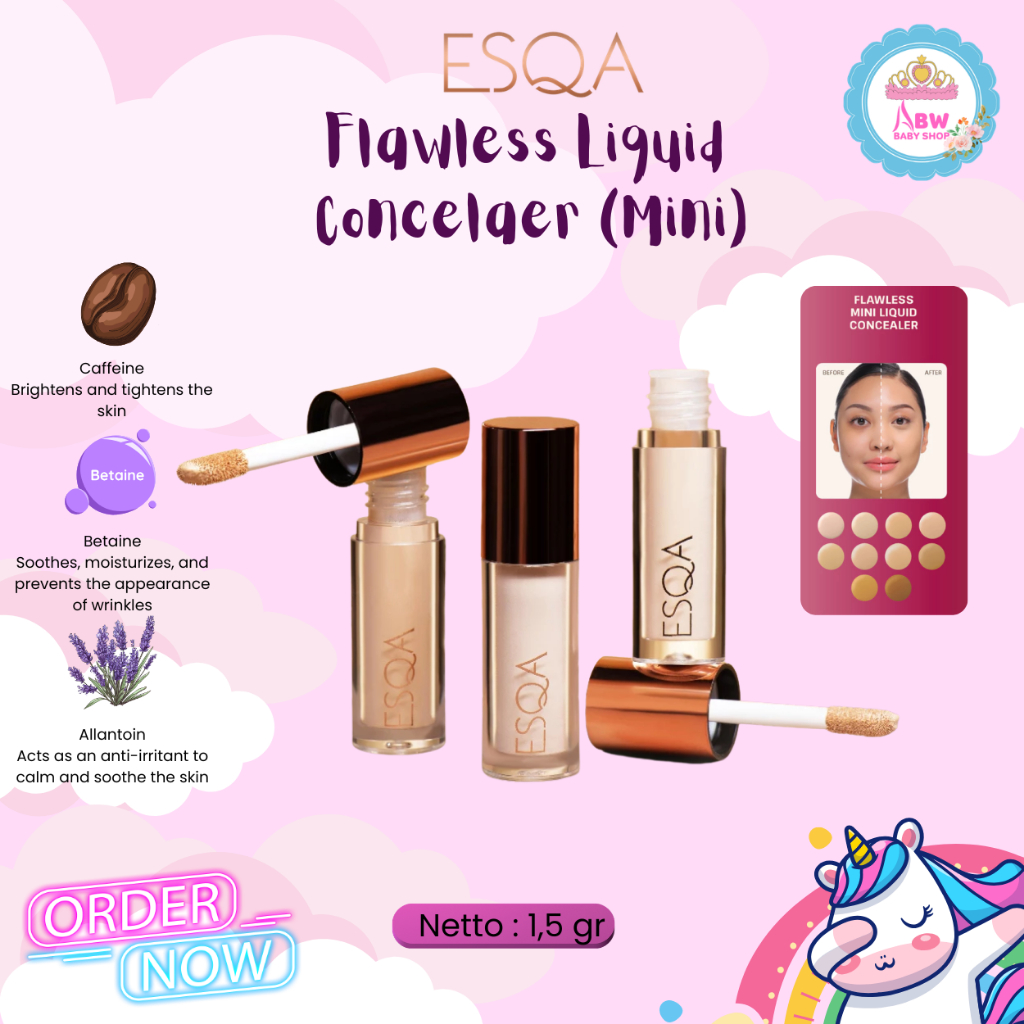 ESQA Flawless Liquid Concealer (MINI) -  Biscuit, Caramel, Granola, Vanilla - Formula Anti-Cracking 
