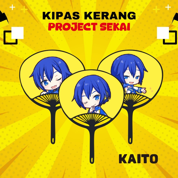 Kipas Jepang Kaito Project Sekai | Kipas Kerang Karakter Kaito Proseka | Shellfan Merch Anime Manga 