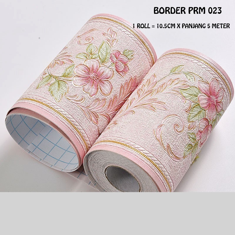 BORDER PRM 023 WARNA PINK MERAH MUDA WALLPAPER WALLSTICKER STIKER DINDING TEMBOK KAMAR RUANG TAMU ME