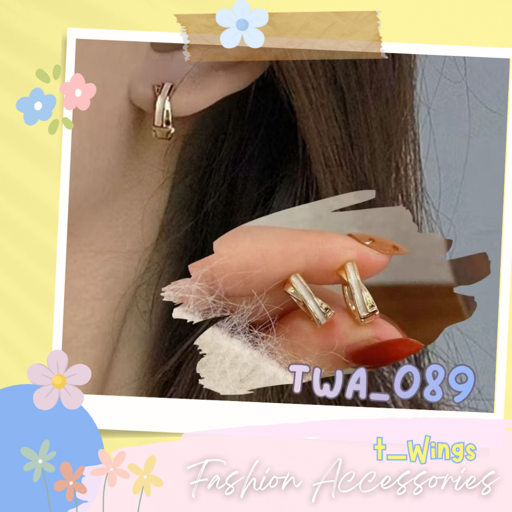 [ TWA_089 ] Anting Simple Elegan Wanita / Fasion Anting Bulat kecil PUtih Emas