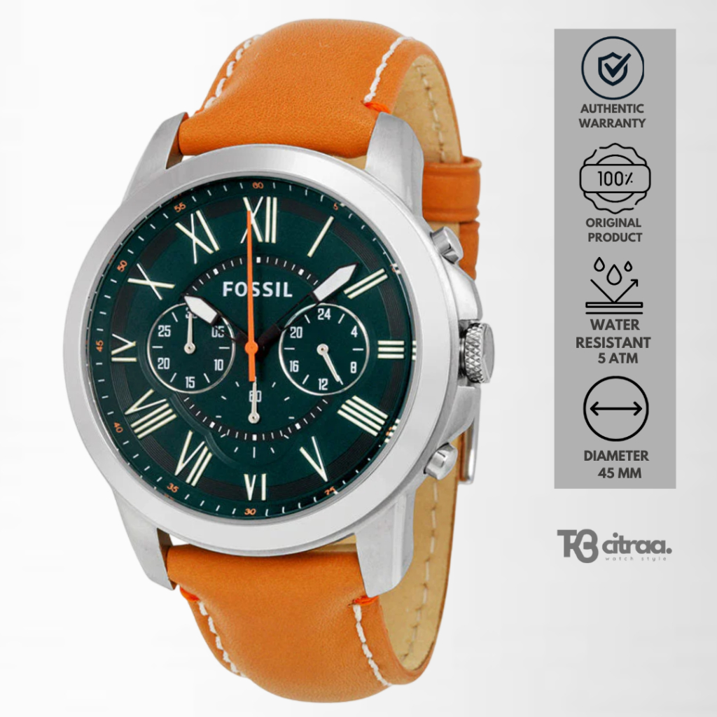 Jam Tangan Pria Fossil Grant Chronograph Kulit Casual Original FS4918