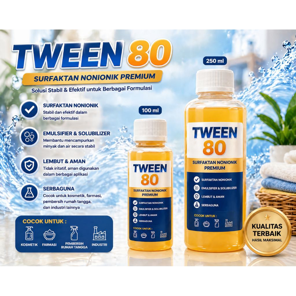 Tween 80 Cairan Emulsifier 100ml - 250ml  Pengemulsi, Stabilisator, Surfaktan