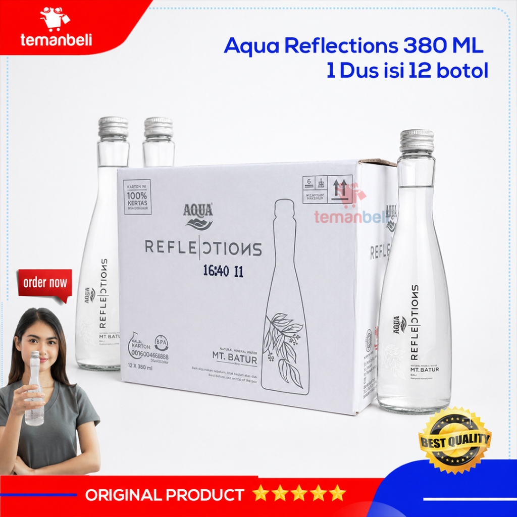 Aqua reflections 380ml 1 dus isi 12 botol - aqua botol kaca - air aqua botol bening