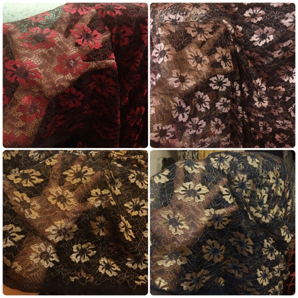 KAIN/BAHAN/BRUKAT LACE/MOTIF BUNGA/BRUKAT KEBAYA(harga per 0,5 meter)