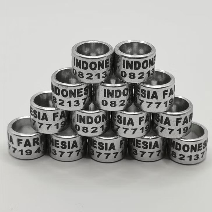 RING MURAI MERPATI LOVEBIRD PERKUTUT KENARI 25BIJI WARNA SILVER MODEL LASER UKIR