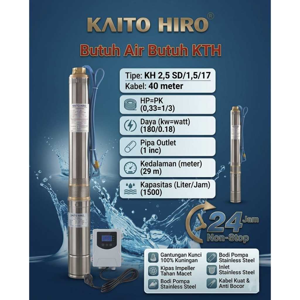 Pompa submersible KH 2,5 Inc 0,33 HP Kaito Hiro + 40 meter