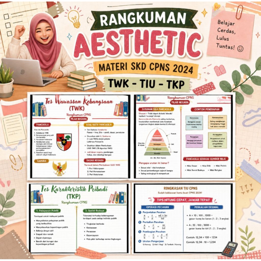 Rangkuman Aesthetic Materi CPNS Lengkap | TIU TWK TKP