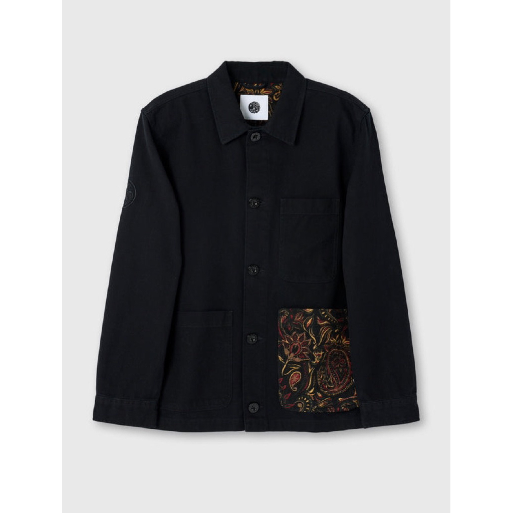 Pretty Green Parthian Pocket Paisley Overshirt Jacket In Black