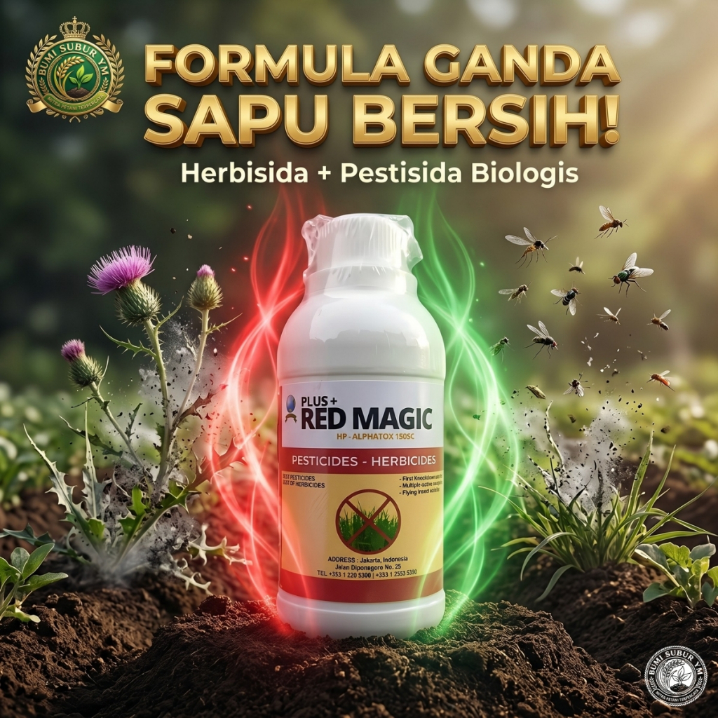 Racun Rumput RED MAGIC 250ML Obat Pembasmi Gulma Herbisida Pestisida Biologis Ampuh Mati Cepat Sampa