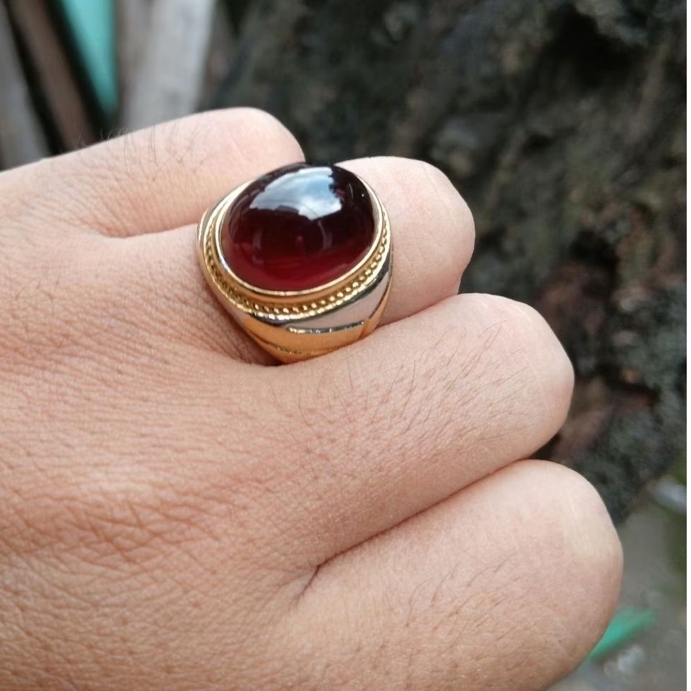 Cincin batu red garnet kantoran original