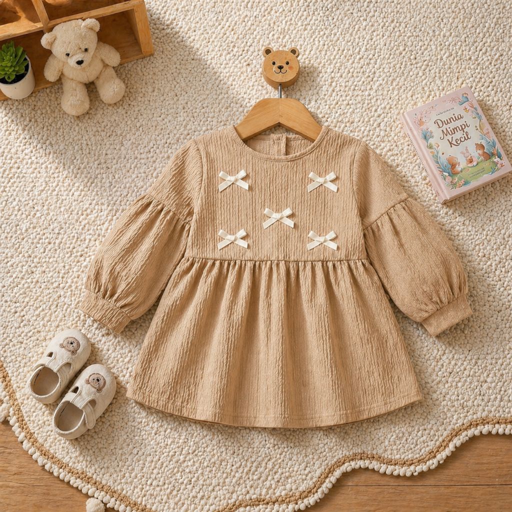 Atasan Anak Blouse Crinkle Airflow Vita Lucu Lengan Panjang 3-12 Tahun