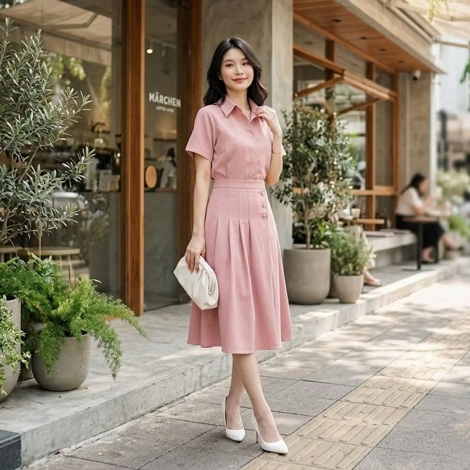 FIOR SEMIWOOL BUTTONED SKIRT SET