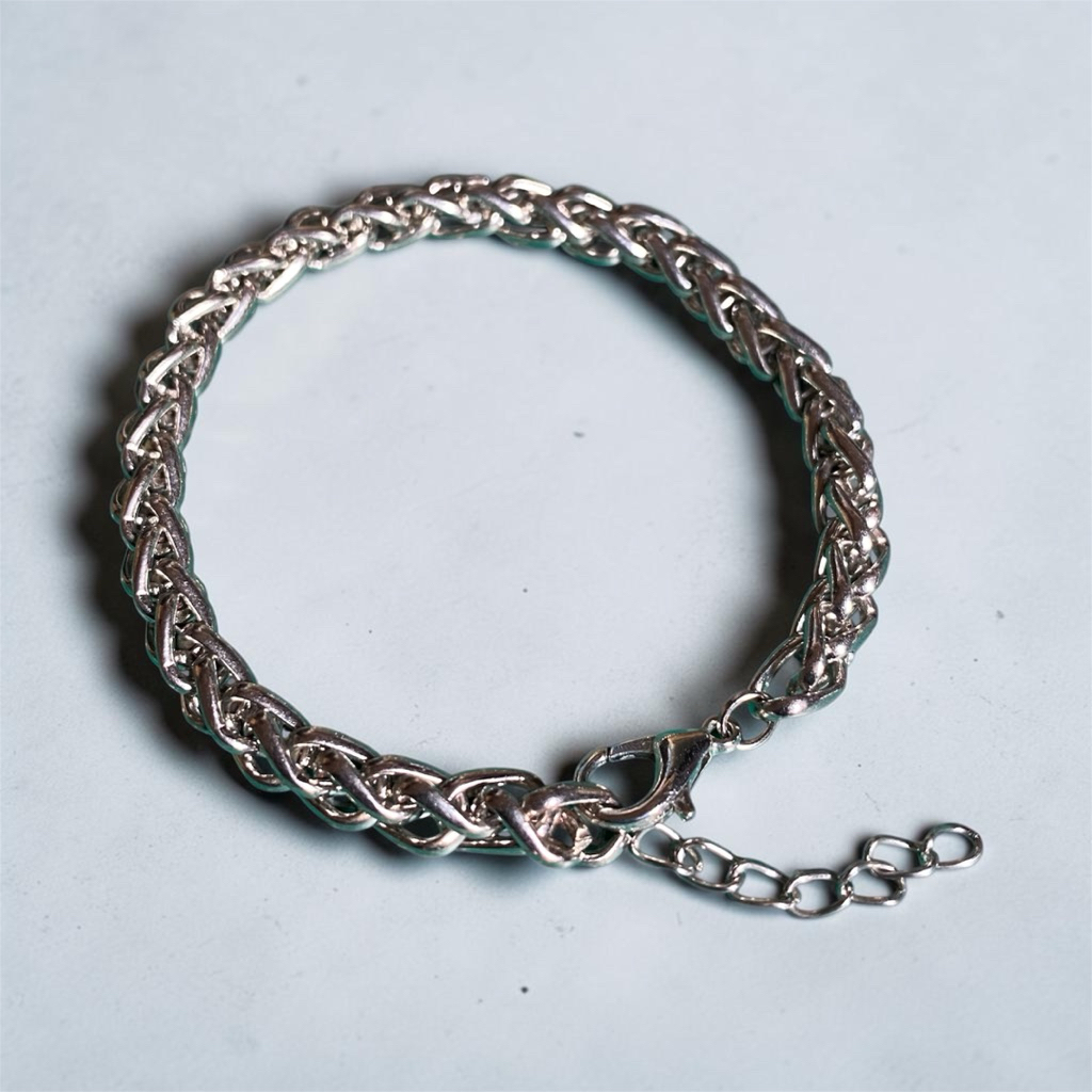 Gelang Rantai Kepang Besar Pria Stainless Steel 5mm Adjustable | Gelang Rantai Skena Kalcer | Lumaku