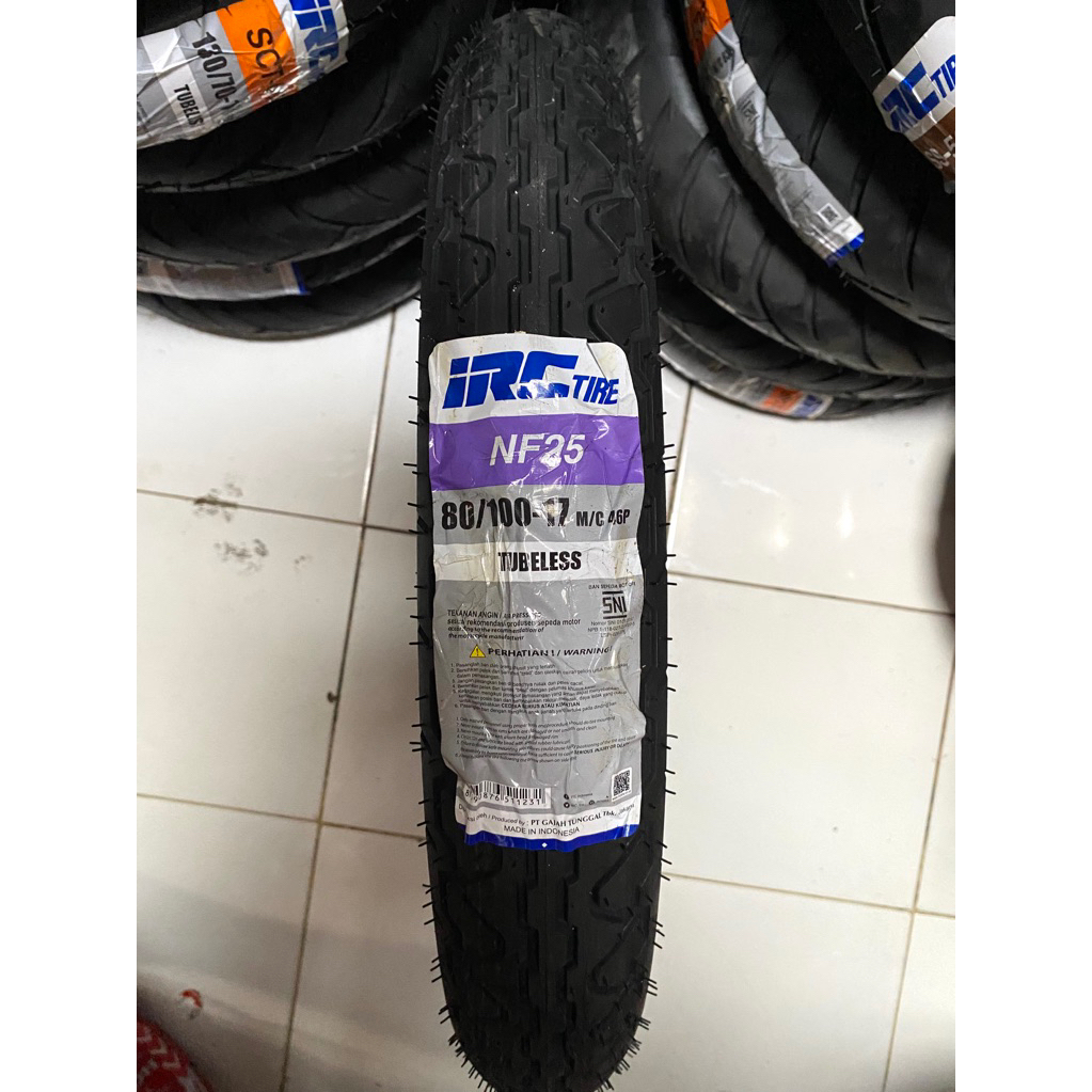 Ban Luar IRC Original Ring 17 80/100-17 TL Tubeless Ban Motor Ring 17 Ban Baru Bukan Vulkanisir
