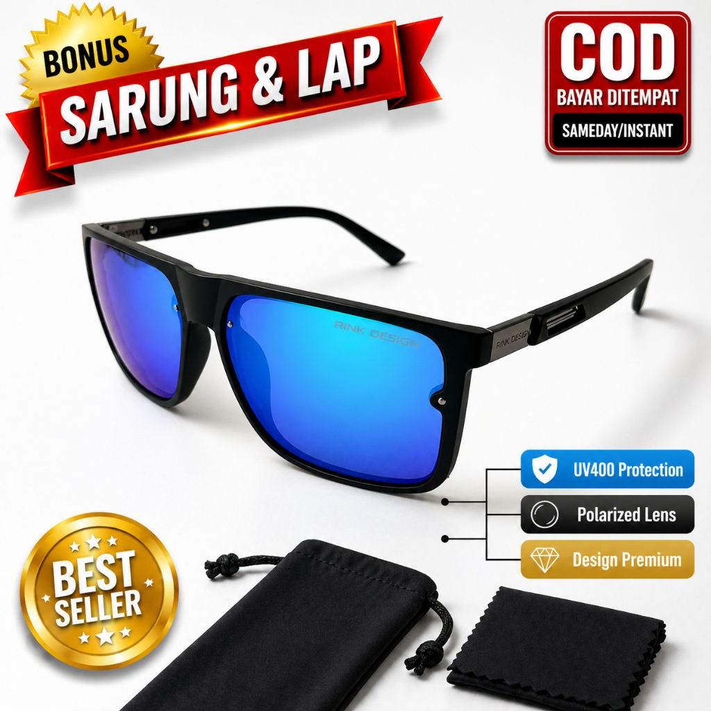 KF - Kacamata Gaya Sunglass Pria Rink Design 940 Lensa Polarized Kaca Mata Hitam Gaya Anti Sinar UV