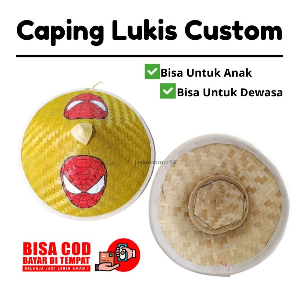 [COD] Caping Lukis Anak - Topi Caping bambu Lukis Motif Custom - caping lukis spiderman