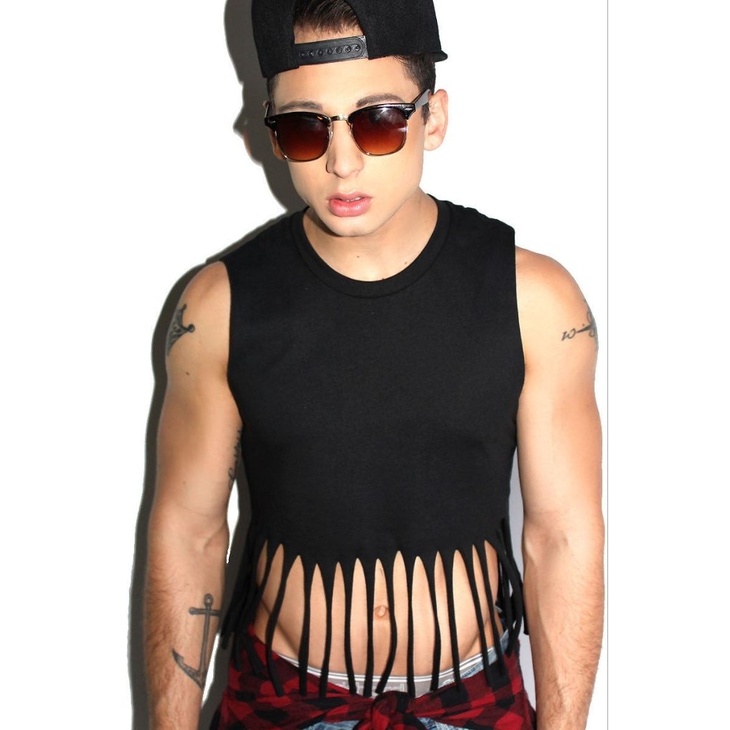 kaos pria sleeveless Ripped rumbai rumbai