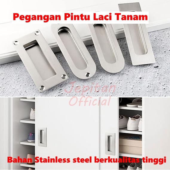 Pegangan Furnitur Stainless Steel Tarikan Pintu Laci Tanam Handle Geser Gagang Pintu Lemari Sliding 