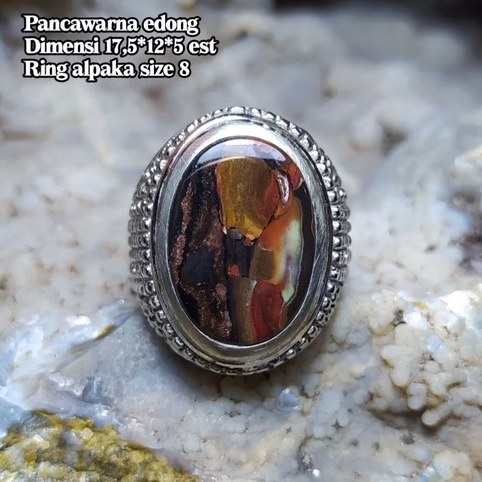 (TERMURAH) Cincin Batu Akik Pancawarna Garut Edong