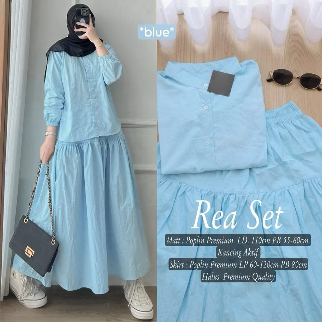 Rea Set Setelan Wanita Atasan dan Rok Bahan Poplin Premium One Set Wanita Terbaru 2026