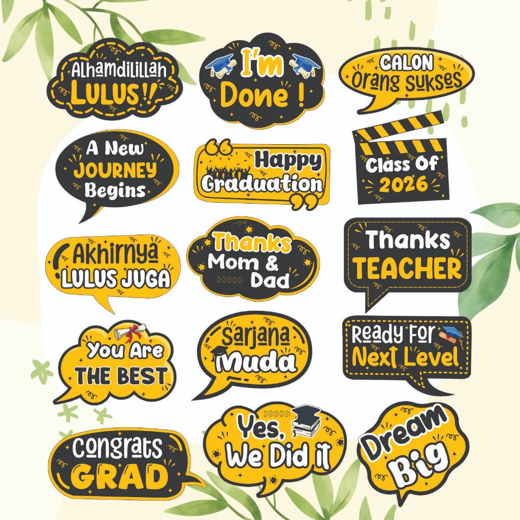 Photobooth Props Wisuda - Kelulusan | Hiasan Pegangan Foto backdrop Wisuda
