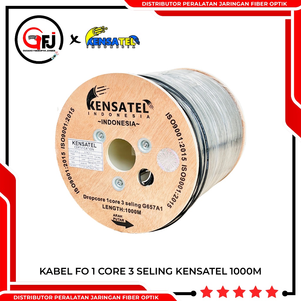 [TERMURAH] KABEL FIBER OPTIK 1 CORE 3 SELING KENSATEL 1000M