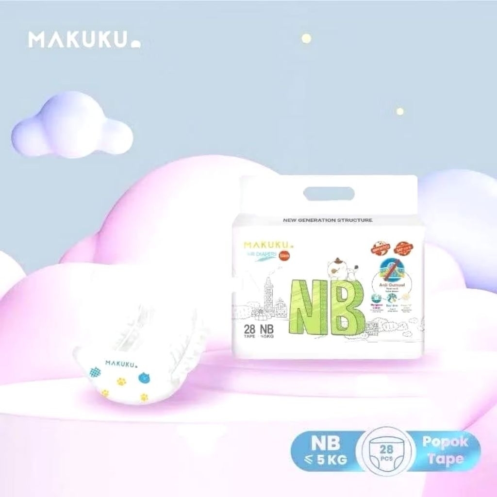 MAKUKU Air Sap Diapers Slim Tape NewBorn Isi 28pcs
