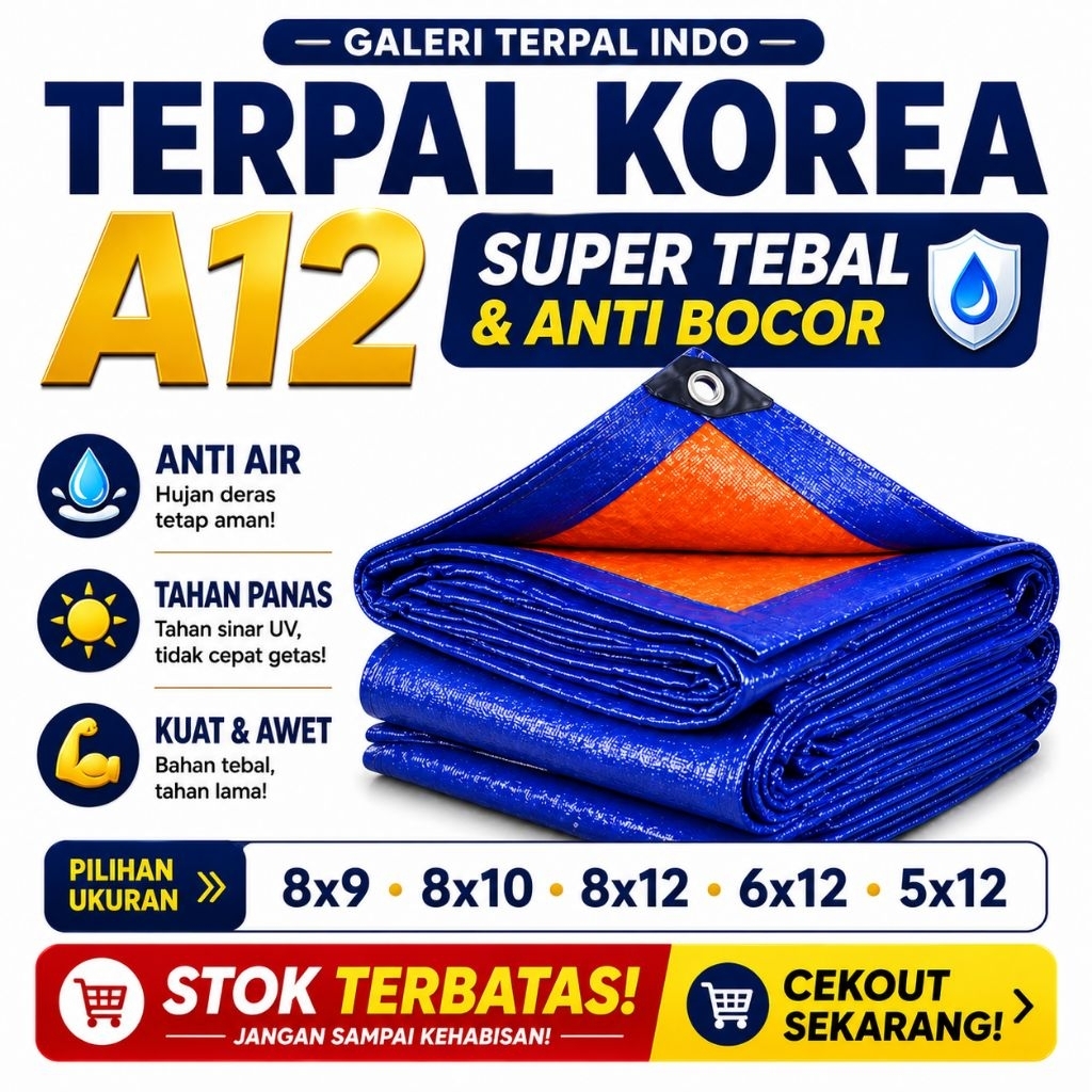 terpal plastik a12 KOREA terpal anti air terpal tebal ukuran besar 8x12 8x10 5x8 4x12 8x9 6x12 6x10 