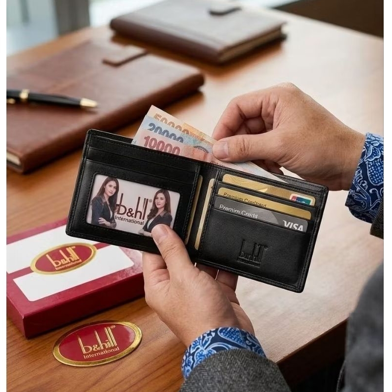 Dompet Pria Dunhill mini Trifold Wallet - Classic & Compct simple dan elegan