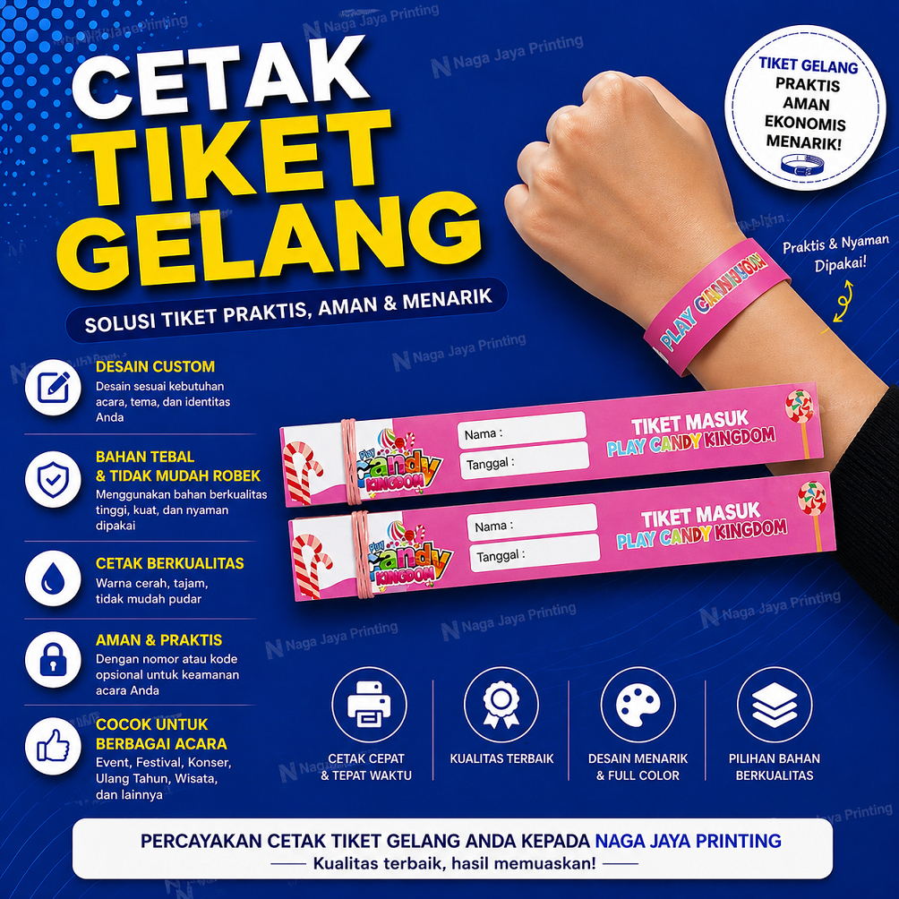 GELANG TIKET / TIKET GELANG / TICKET GELANG / TIKET MASUK WISATA/ TIKET WAHANA/ TIKET KONSER